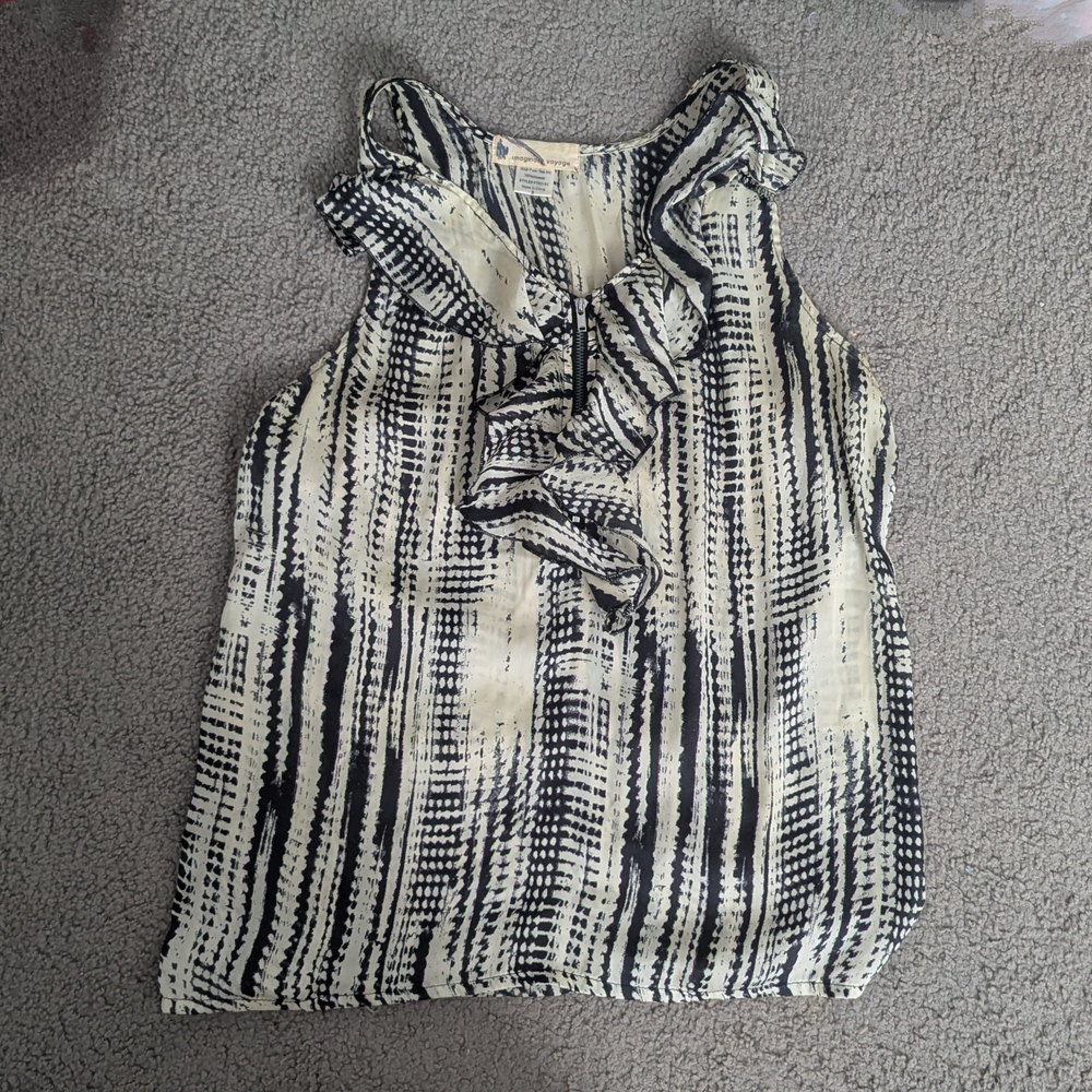 2010s Women's Sleeveless Ruffle Work Blouse | Small